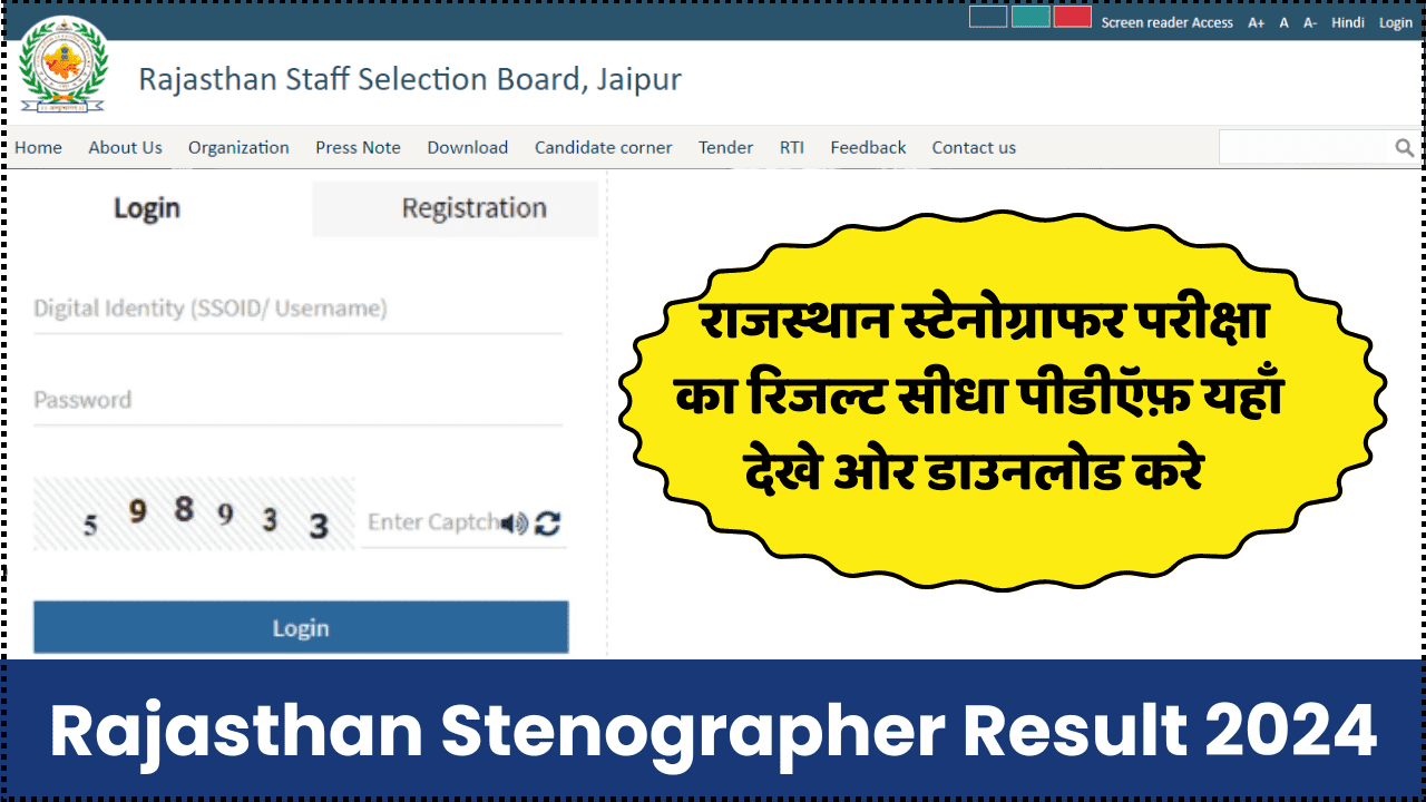 Rajasthan Stenographer Result 2024